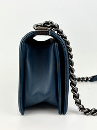 Chanel Old Medium Boy in Blue Quilted Lambskin