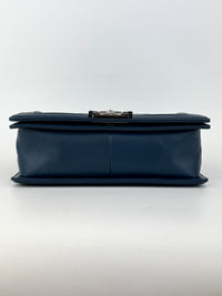 Chanel Old Medium Boy in Blue Quilted Lambskin