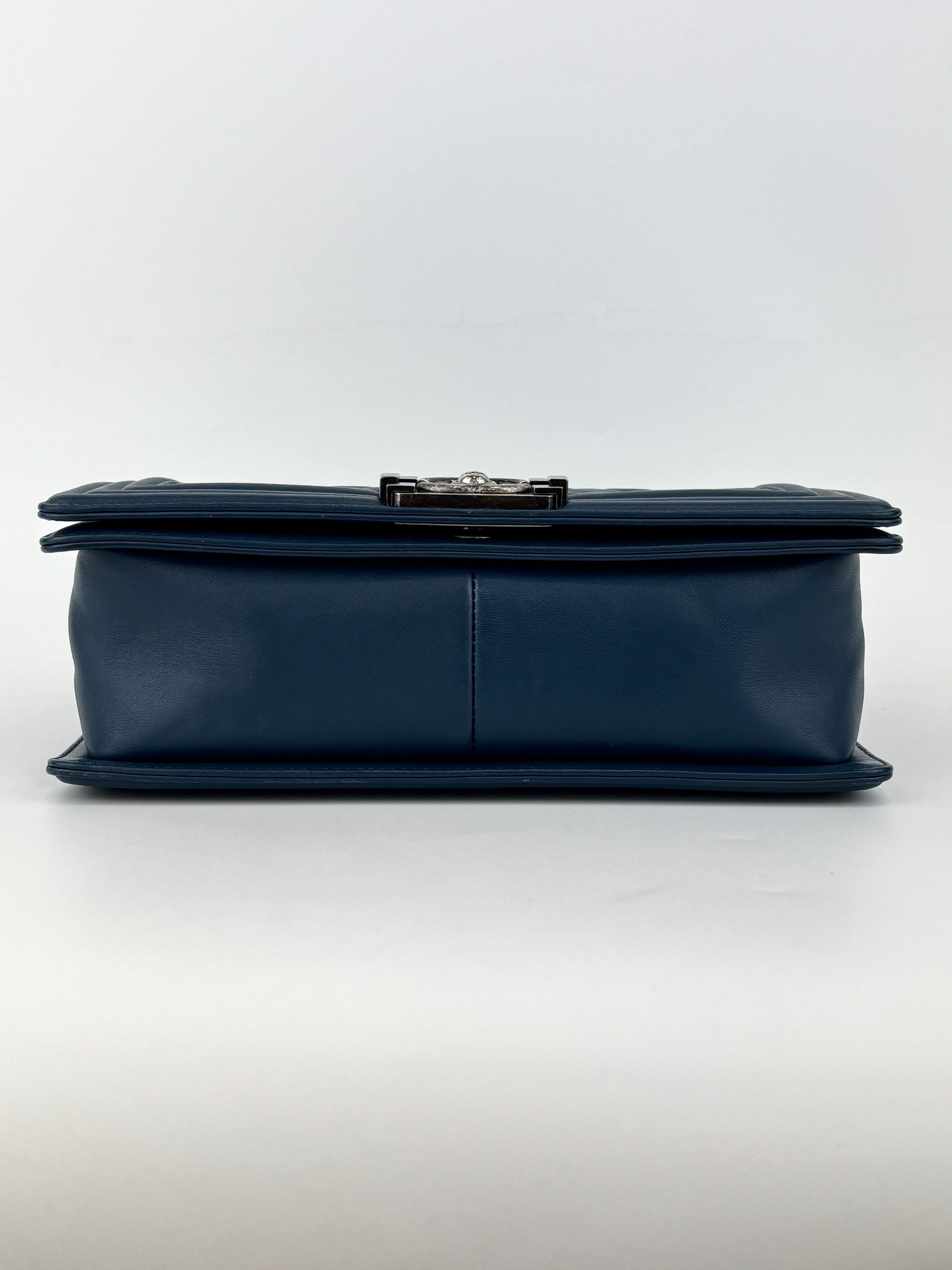 Chanel Old Medium Boy in Blue Quilted Lambskin