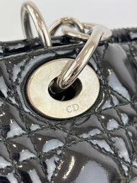 Large Patent Cannage Lady Dior Soft Shopping Tote Black SHW