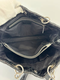 Large Patent Cannage Lady Dior Soft Shopping Tote Black SHW