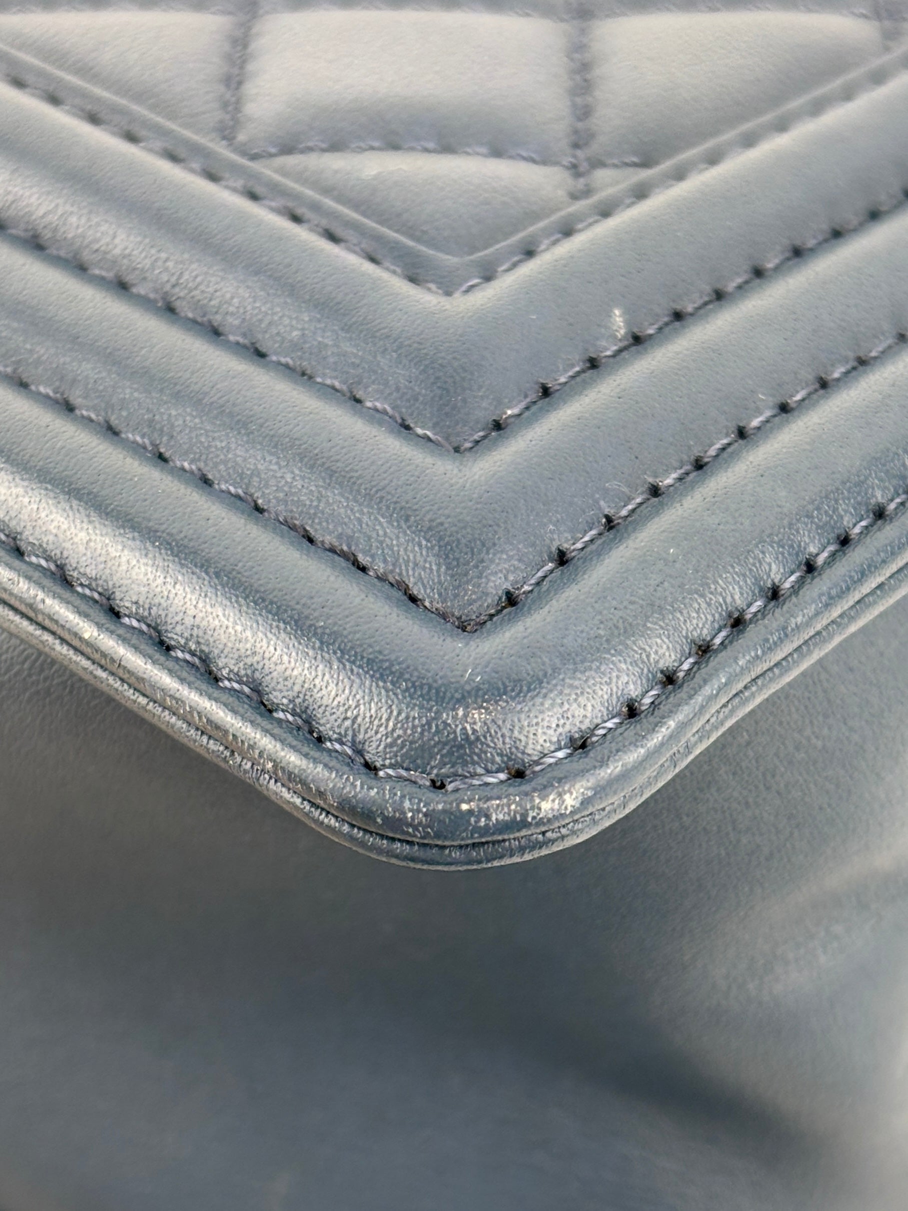 Chanel Old Medium Boy in Blue Quilted Lambskin
