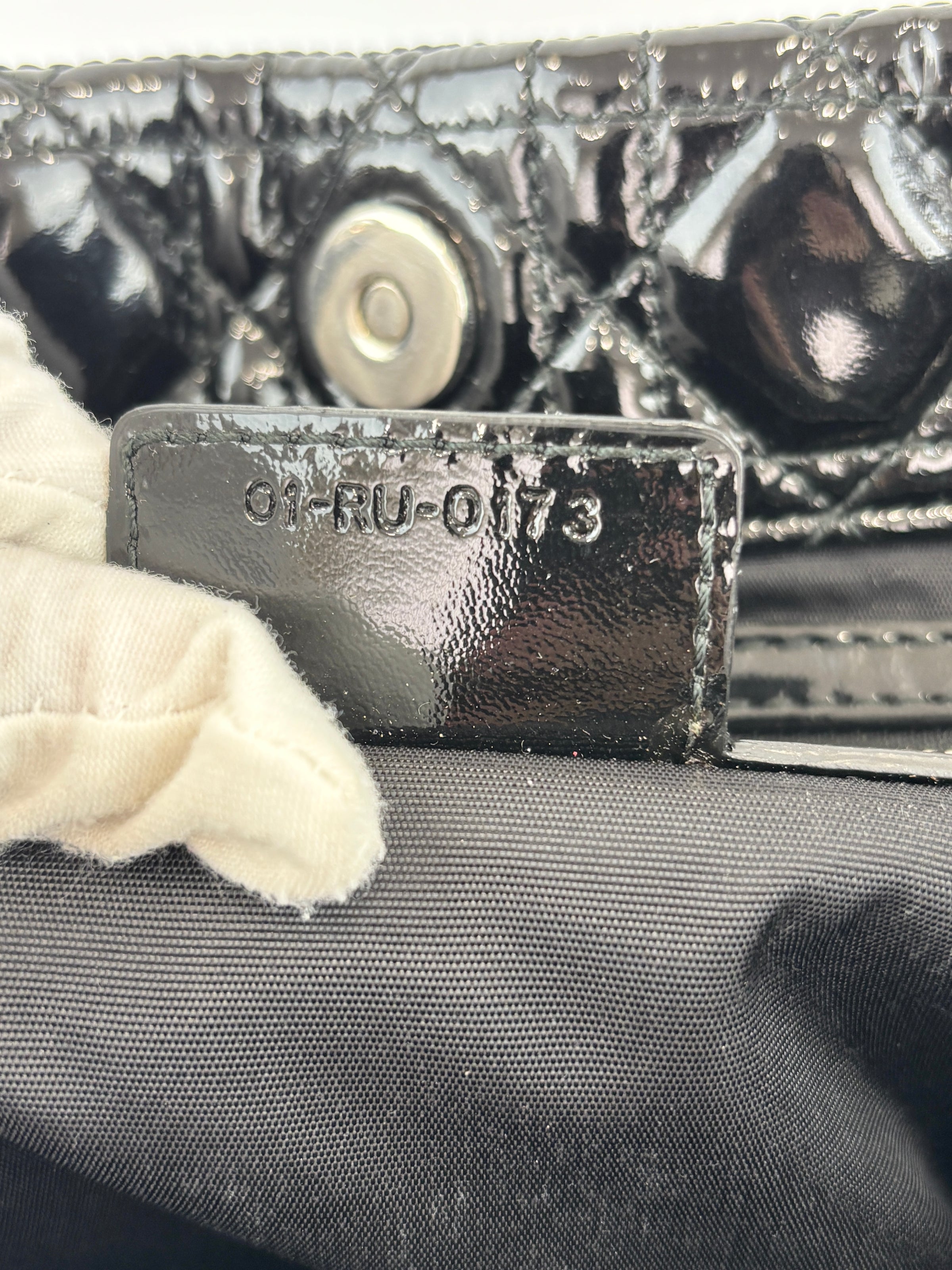 Large Patent Cannage Lady Dior Soft Shopping Tote Black SHW