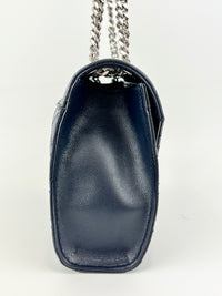 Saint Laurent Medium Envelope Bag in Navy Grain De Poudre SHW