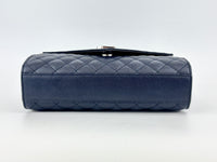 Saint Laurent Medium Envelope Bag in Navy Grain De Poudre SHW