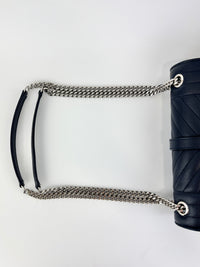 Saint Laurent Medium Envelope Bag in Navy Grain De Poudre SHW