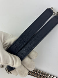 Saint Laurent Medium Envelope Bag in Navy Grain De Poudre SHW