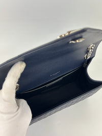 Saint Laurent Medium Envelope Bag in Navy Grain De Poudre SHW
