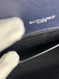 Saint Laurent Medium Envelope Bag in Navy Grain De Poudre SHW