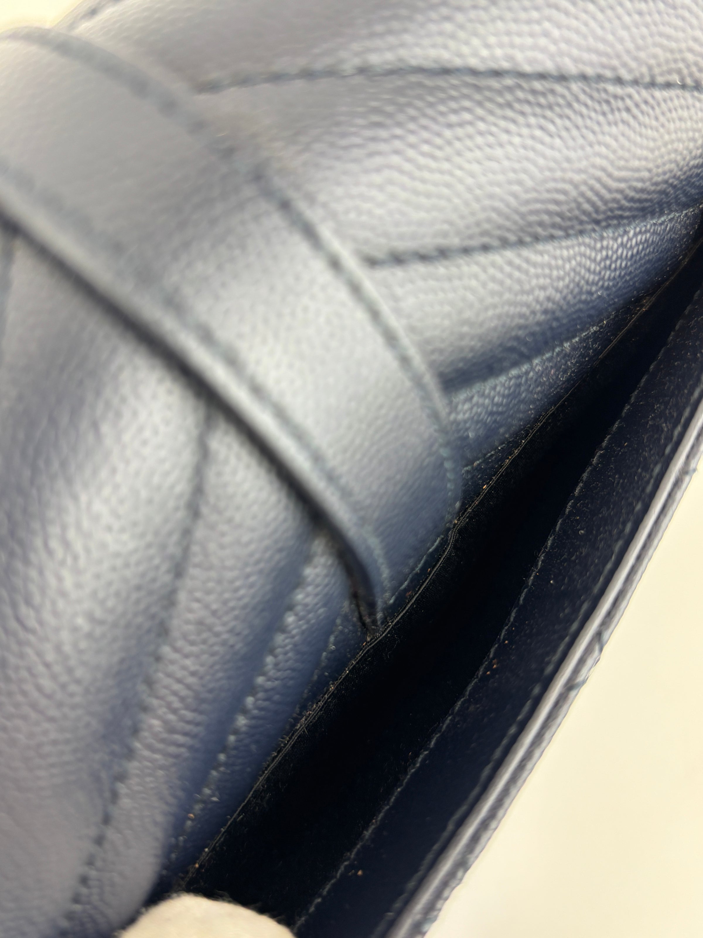 Saint Laurent Medium Envelope Bag in Navy Grain De Poudre SHW