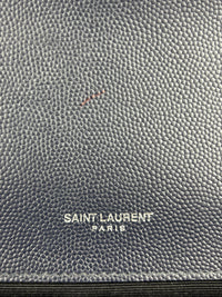 Saint Laurent Medium Envelope Bag in Navy Grain De Poudre SHW