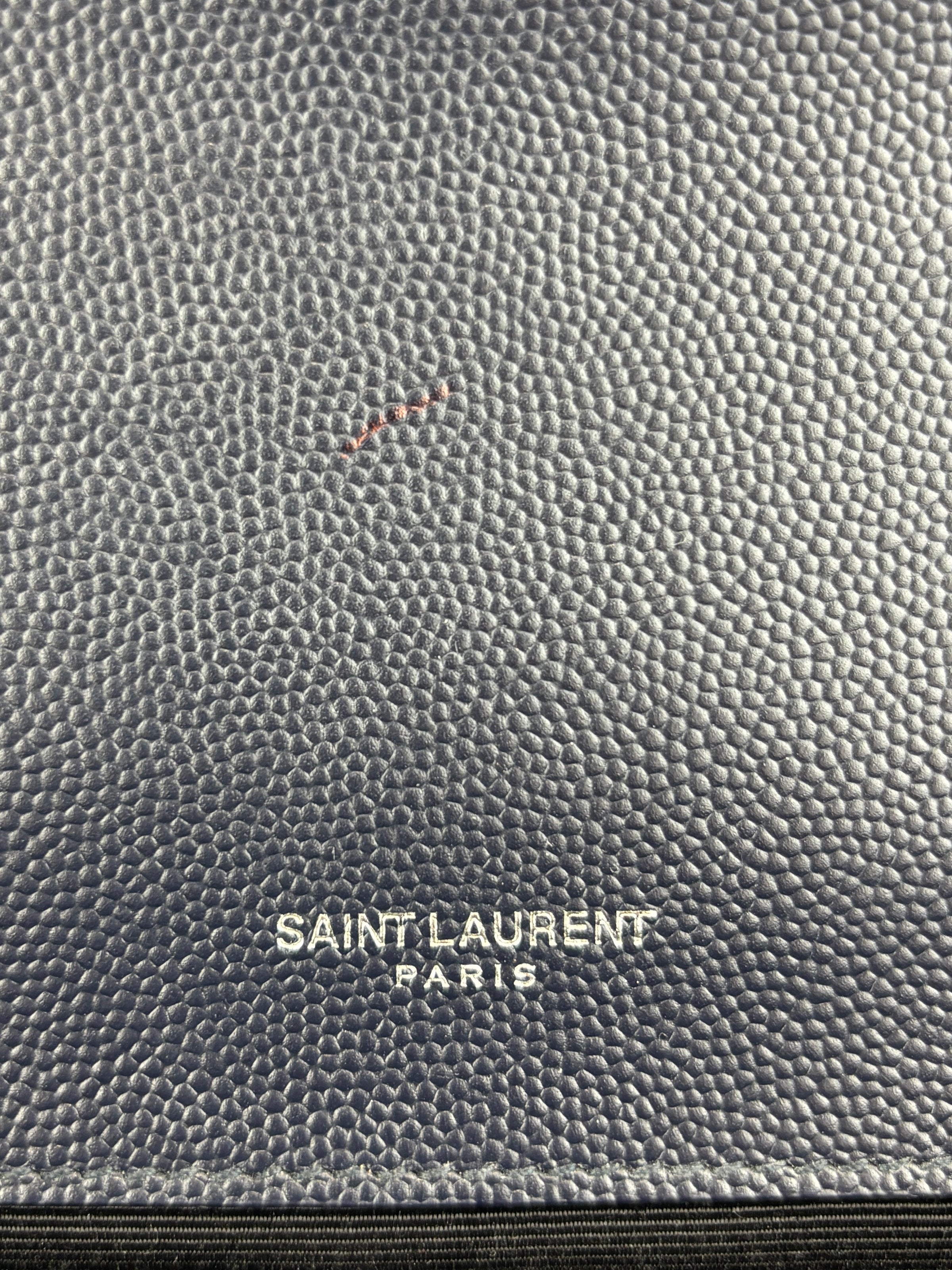 Saint Laurent Medium Envelope Bag in Navy Grain De Poudre SHW