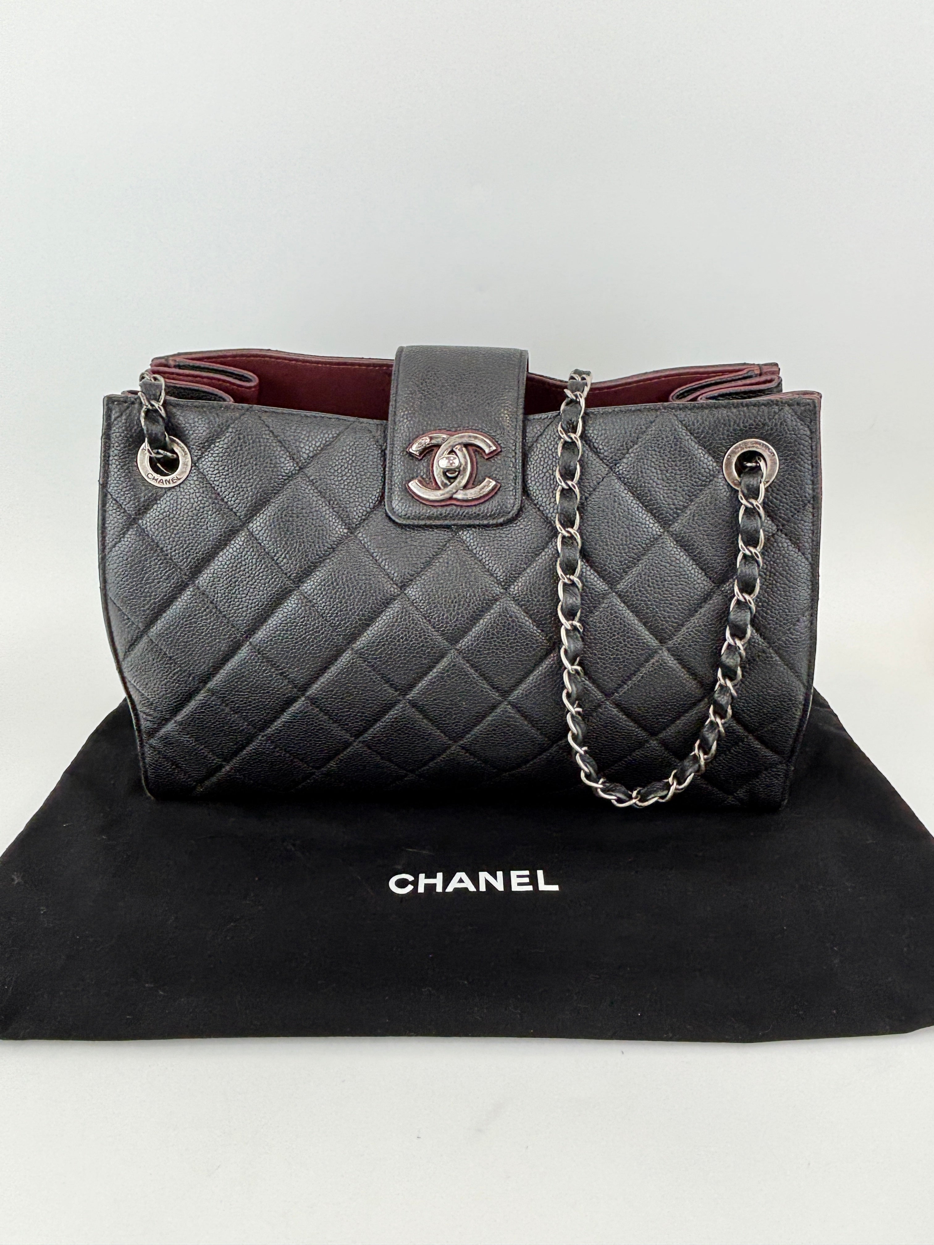 Chanel Paris Salzburg CC Accordion Tote Black Caviar RHW – Glampot