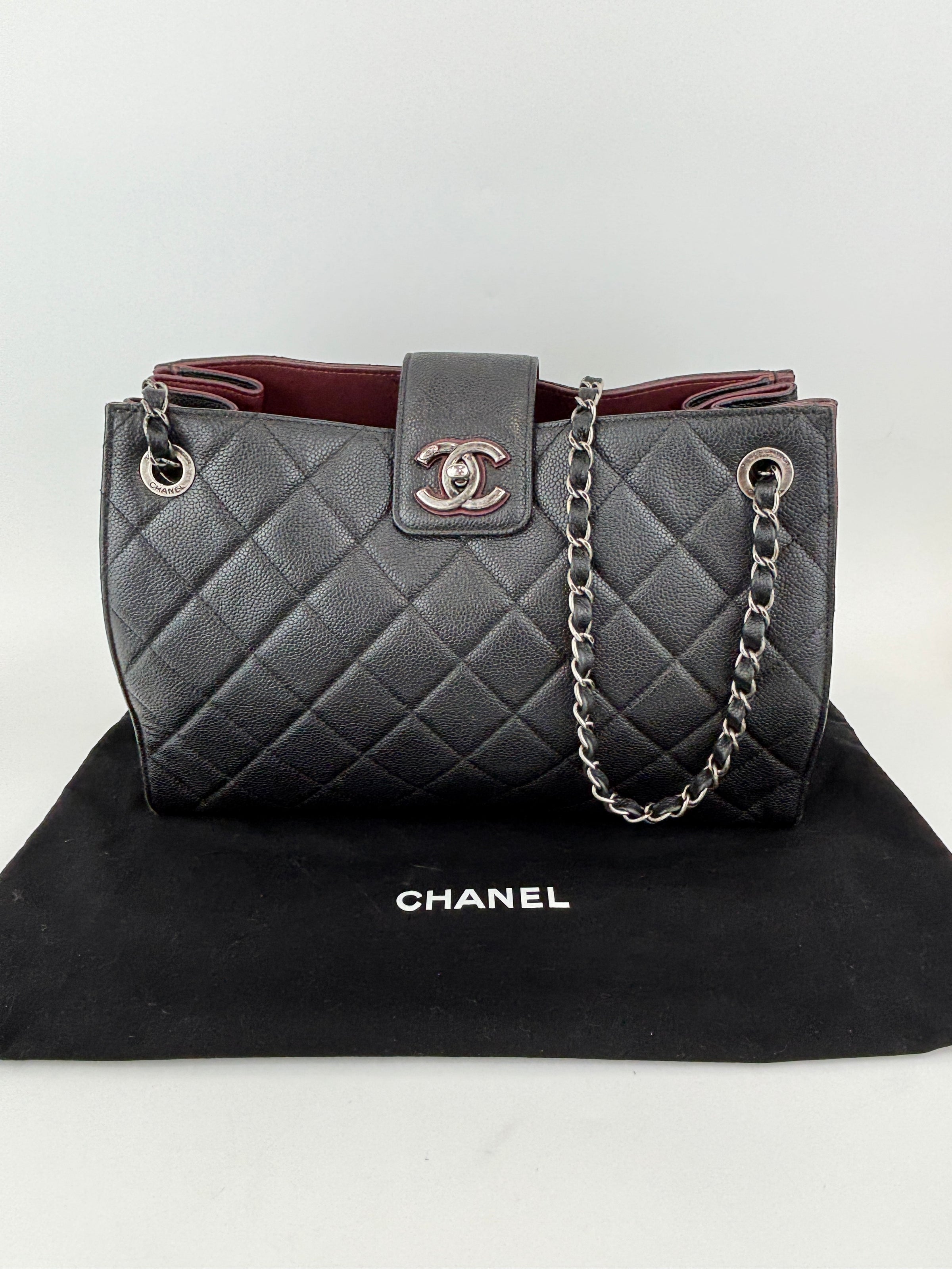 Chanel Paris Salzburg Large CC Accordion Shopping Tote in Black Caviar RHW