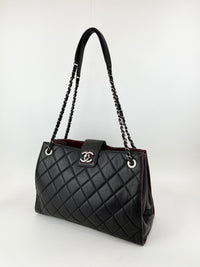 Chanel Paris Salzburg Large CC Accordion Shopping Tote in Black Caviar RHW