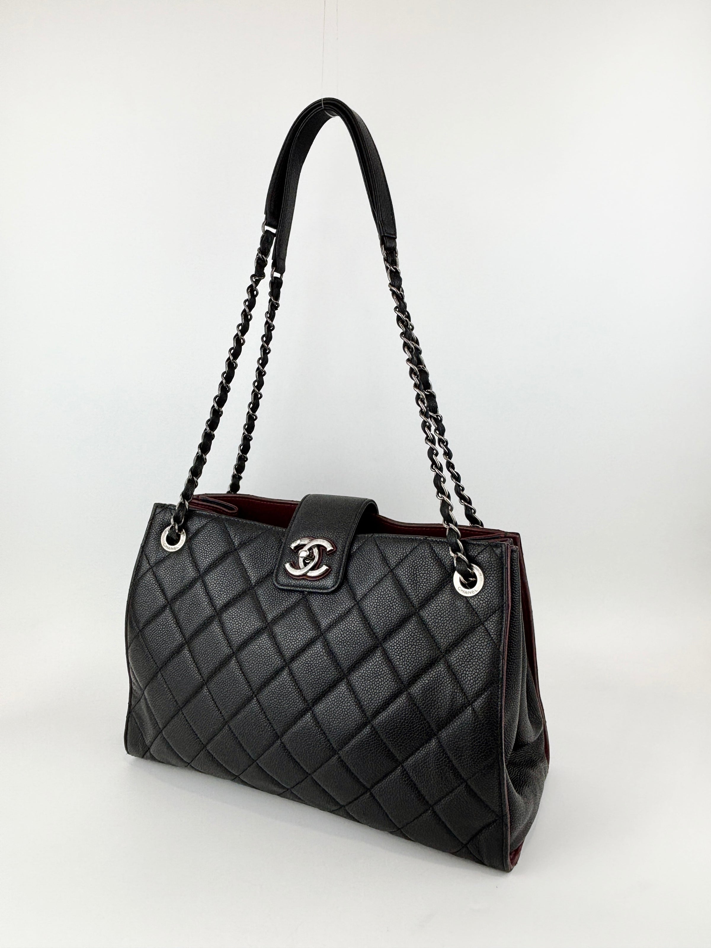 Chanel Paris Salzburg Large CC Accordion Shopping Tote in Black Caviar RHW
