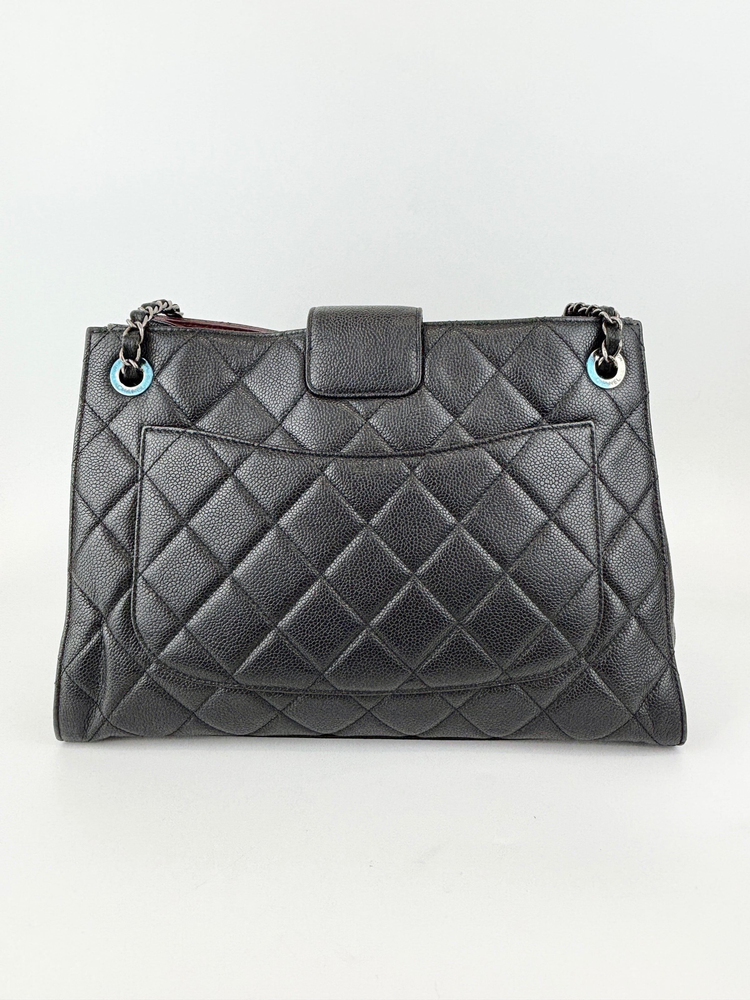 Chanel Paris Salzburg Large CC Accordion Shopping Tote in Black Caviar RHW