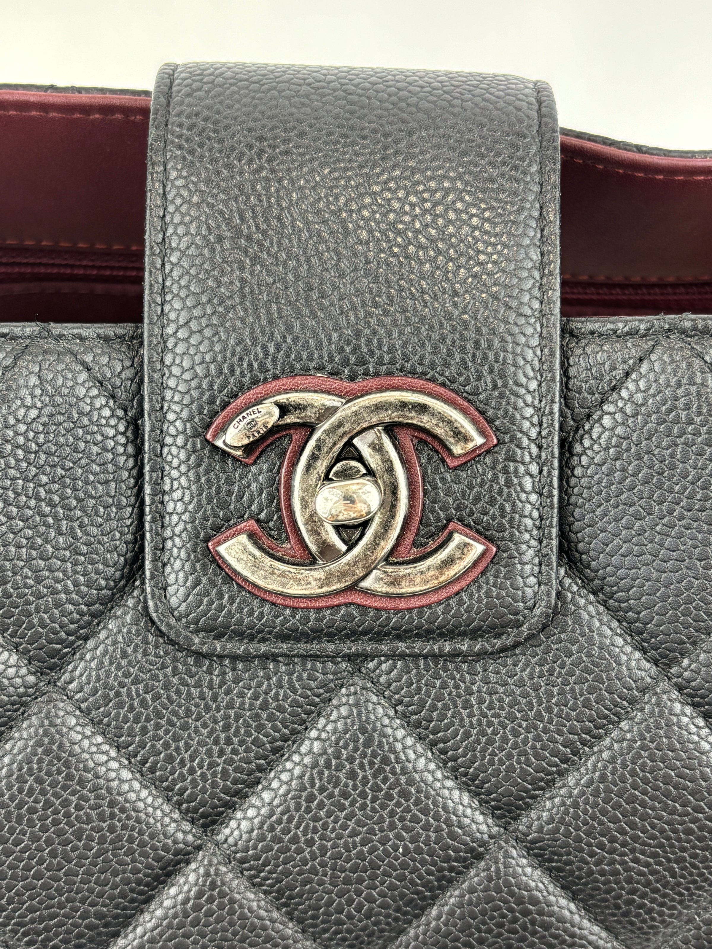 Chanel Paris Salzburg Large CC Accordion Shopping Tote in Black Caviar RHW