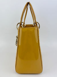 Dior Medium Lady Dior Patent Yellow GHW