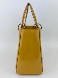 Dior Medium Lady Dior Patent Yellow GHW