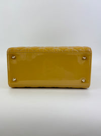 Dior Medium Lady Dior Patent Yellow GHW