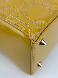 Dior Medium Lady Dior Patent Yellow GHW