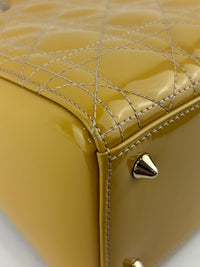 Dior Medium Lady Dior Patent Yellow GHW