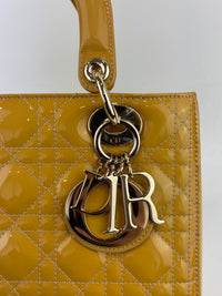 Dior Medium Lady Dior Patent Yellow GHW
