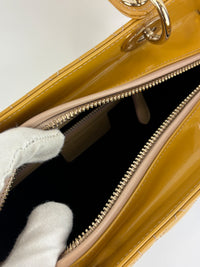 Dior Medium Lady Dior Patent Yellow GHW