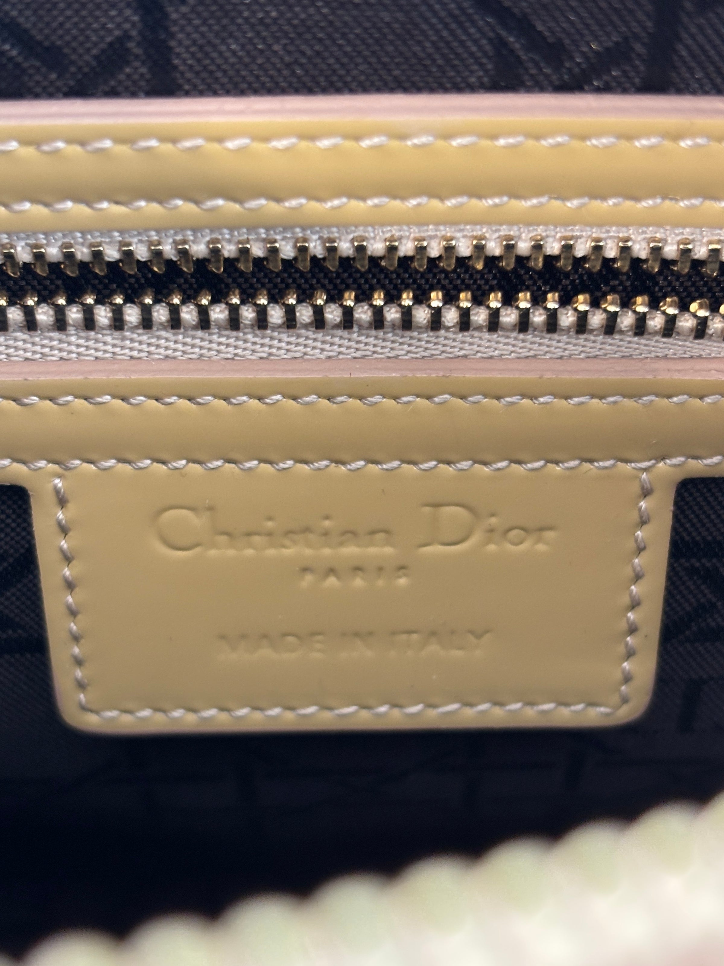 Dior Medium Lady Dior Patent Yellow GHW