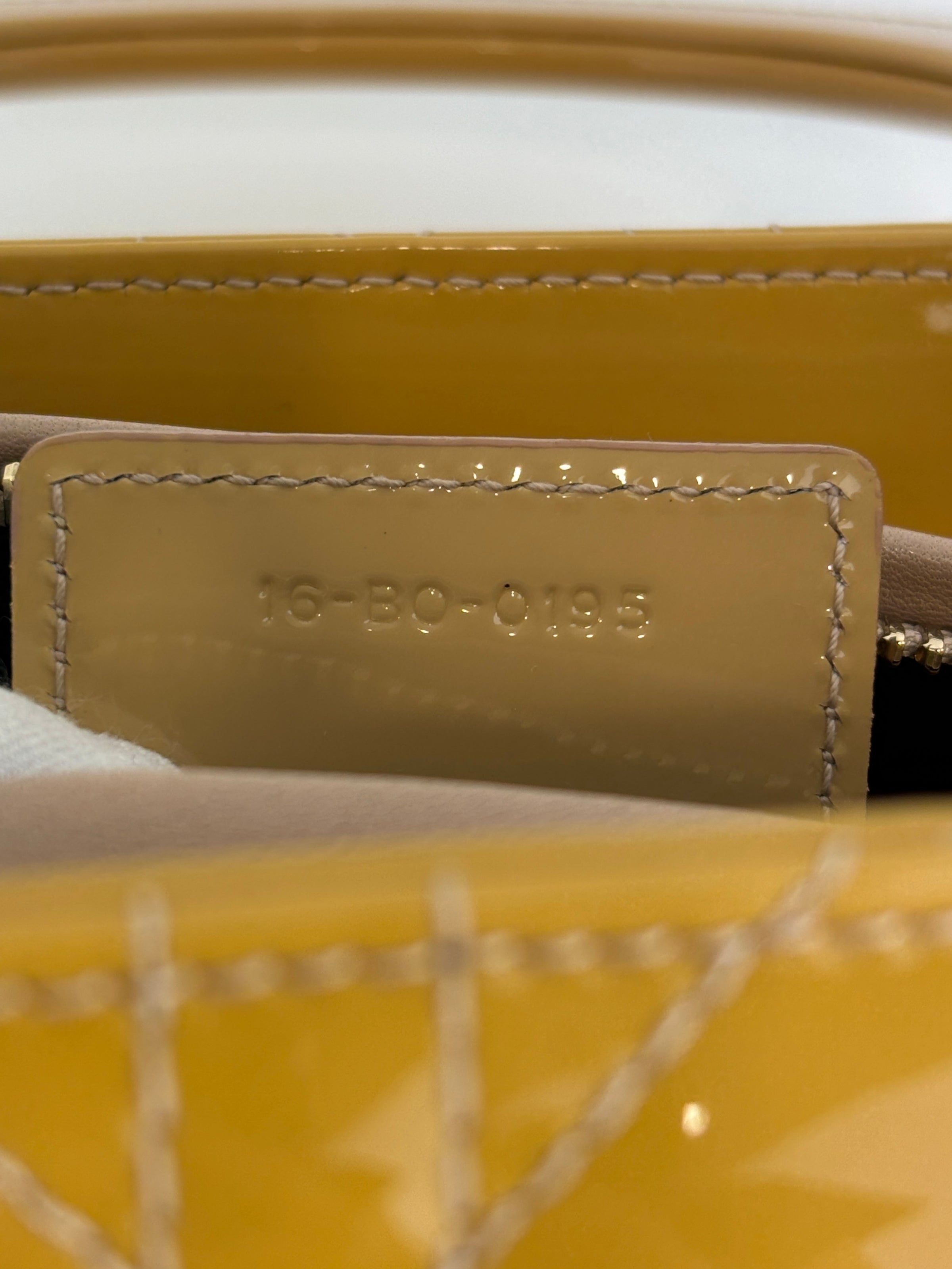 Dior Medium Lady Dior Patent Yellow GHW
