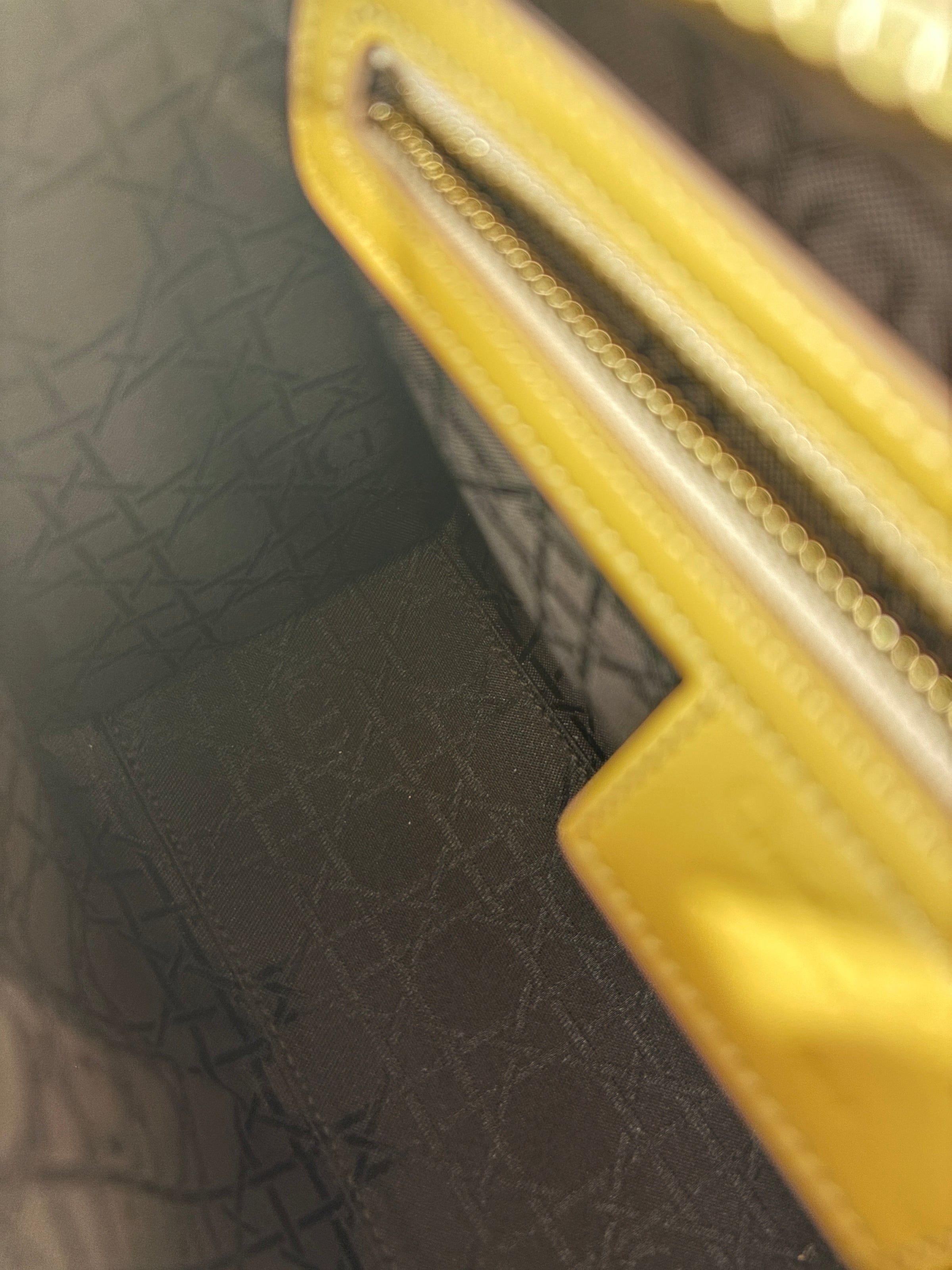 Dior Medium Lady Dior Patent Yellow GHW