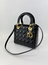 Dior Medium Lady Dior Patent Black GHW