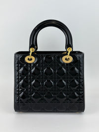 Dior Medium Lady Dior Patent Black GHW