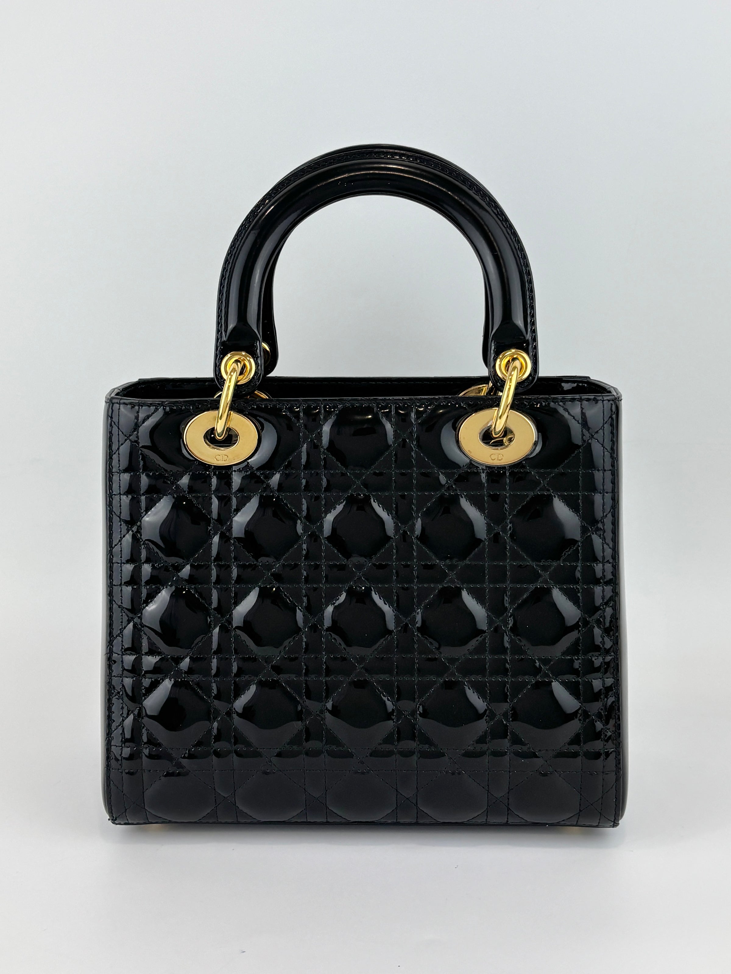 Dior Medium Lady Dior Patent Black GHW