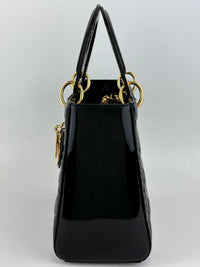 Dior Medium Lady Dior Patent Black GHW