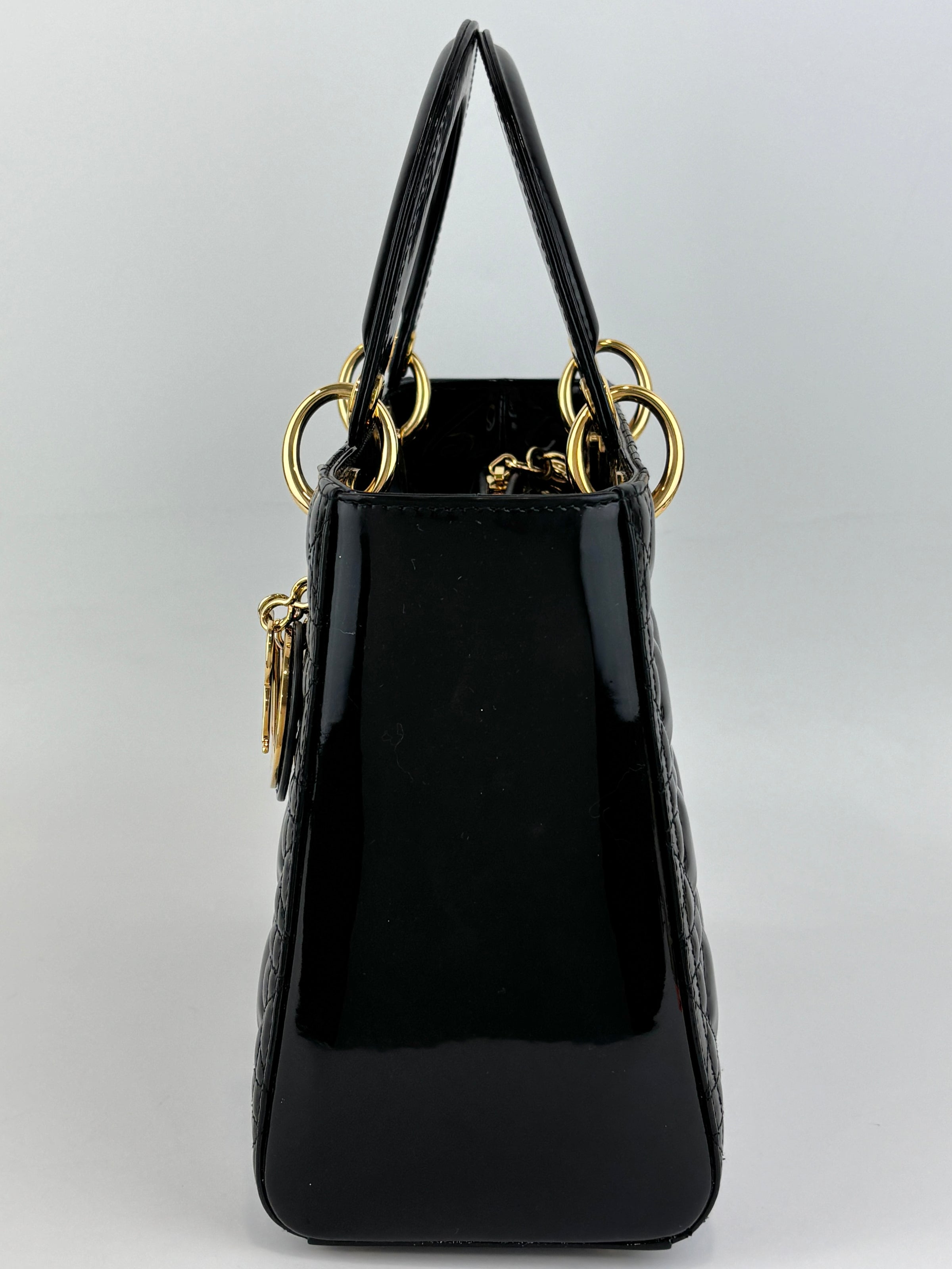 Dior Medium Lady Dior Patent Black GHW