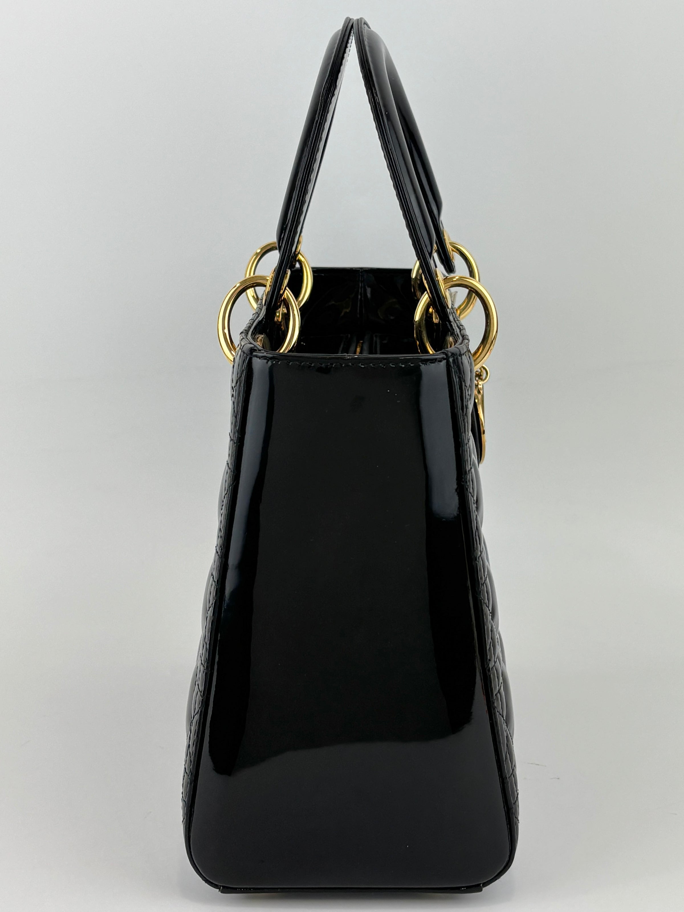 Dior Medium Lady Dior Patent Black GHW