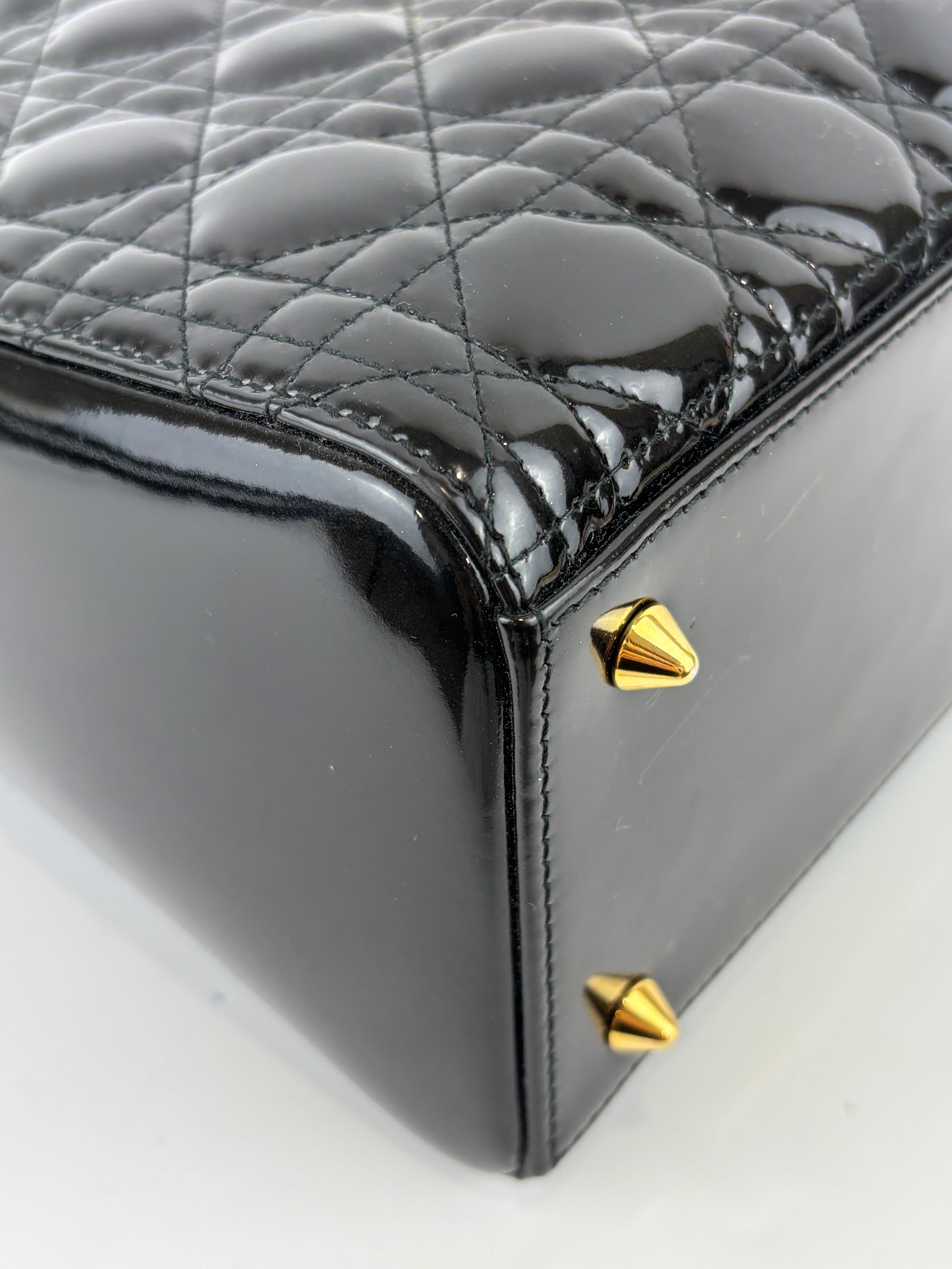 Dior Medium Lady Dior Patent Black GHW
