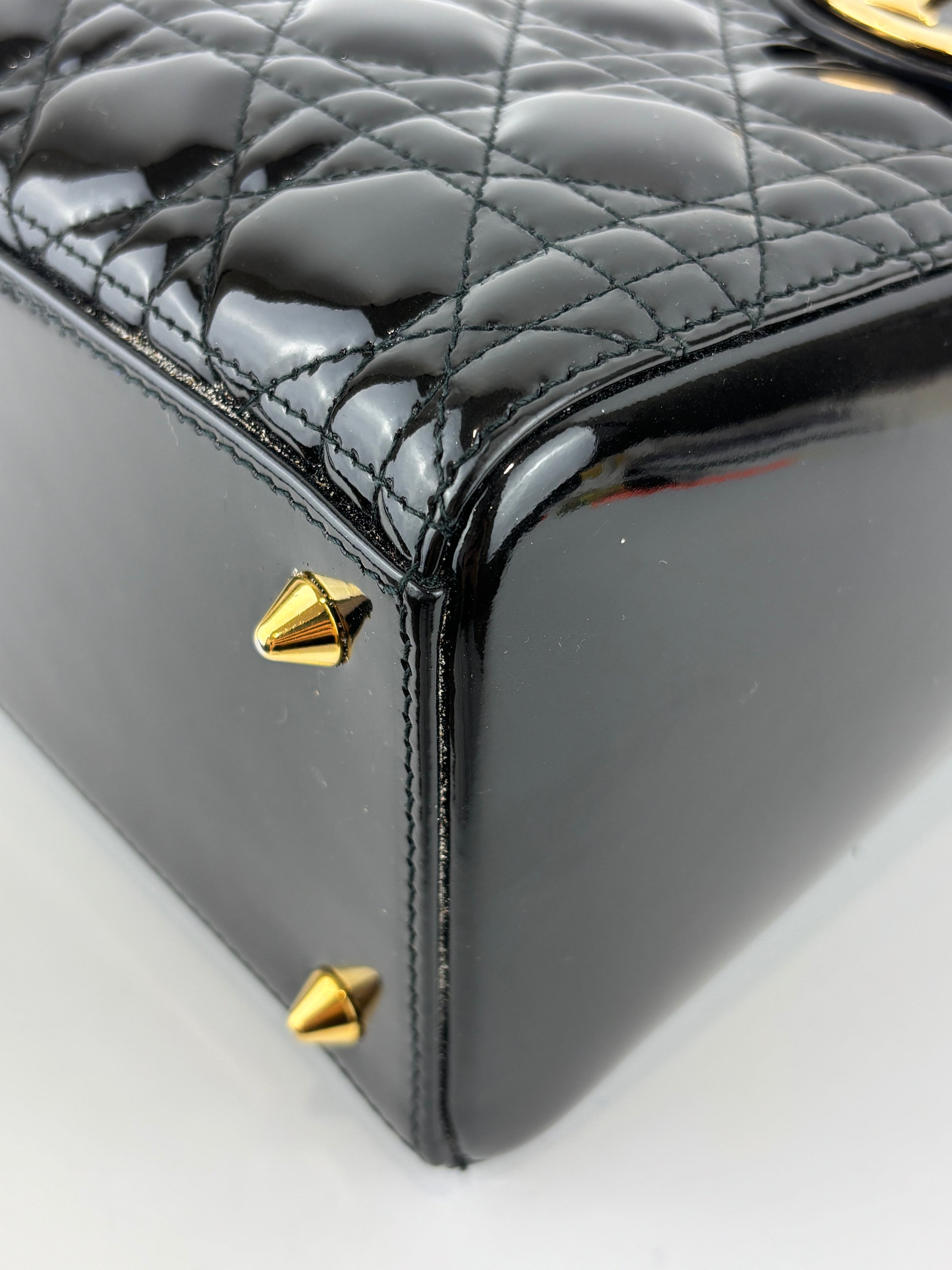 Dior Medium Lady Dior Patent Black GHW
