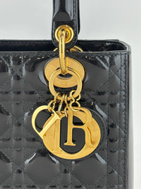Dior Medium Lady Dior Patent Black GHW