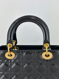 Dior Medium Lady Dior Patent Black GHW