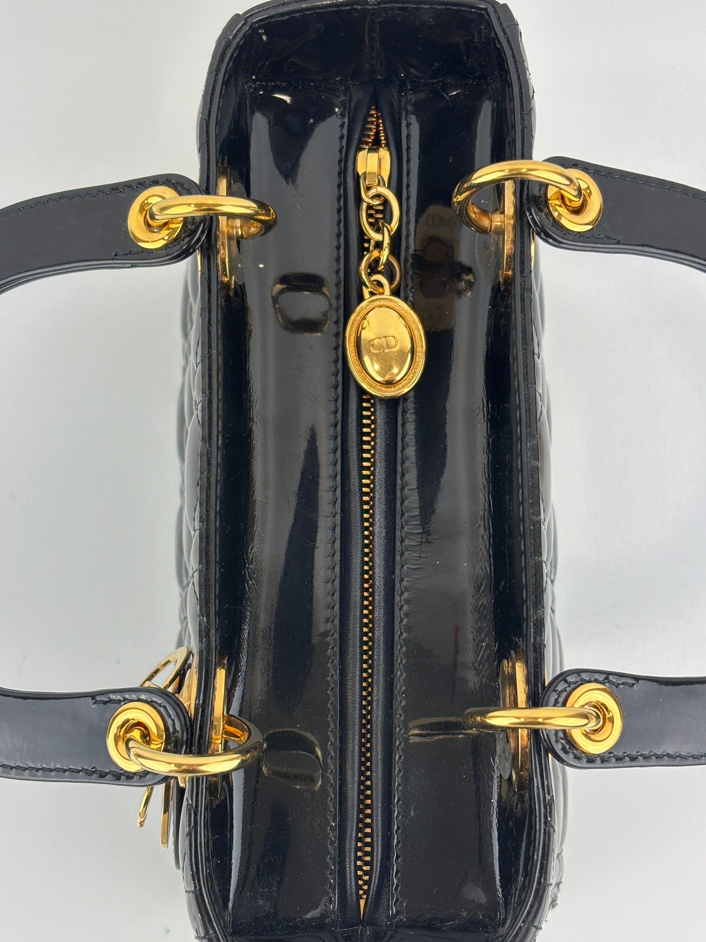 Dior Medium Lady Dior Patent Black GHW