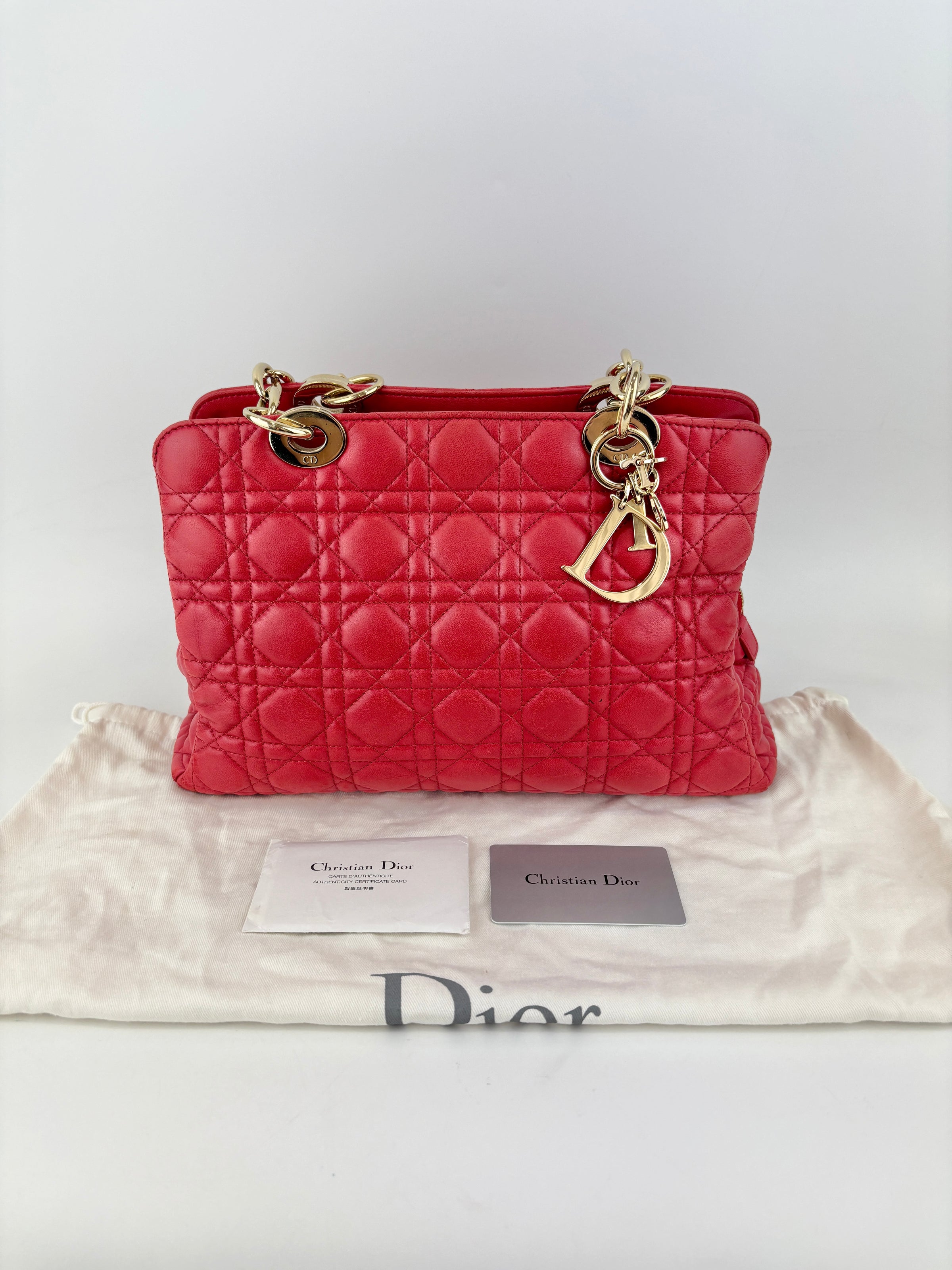 Dior Small Soft Shopping Tote Bag Red GHW