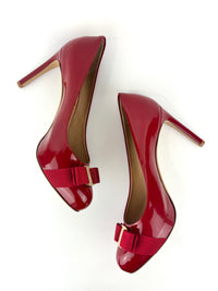 Vara Bow Pimpa in Rosso Patent Calfskin Size 8 - Glampot