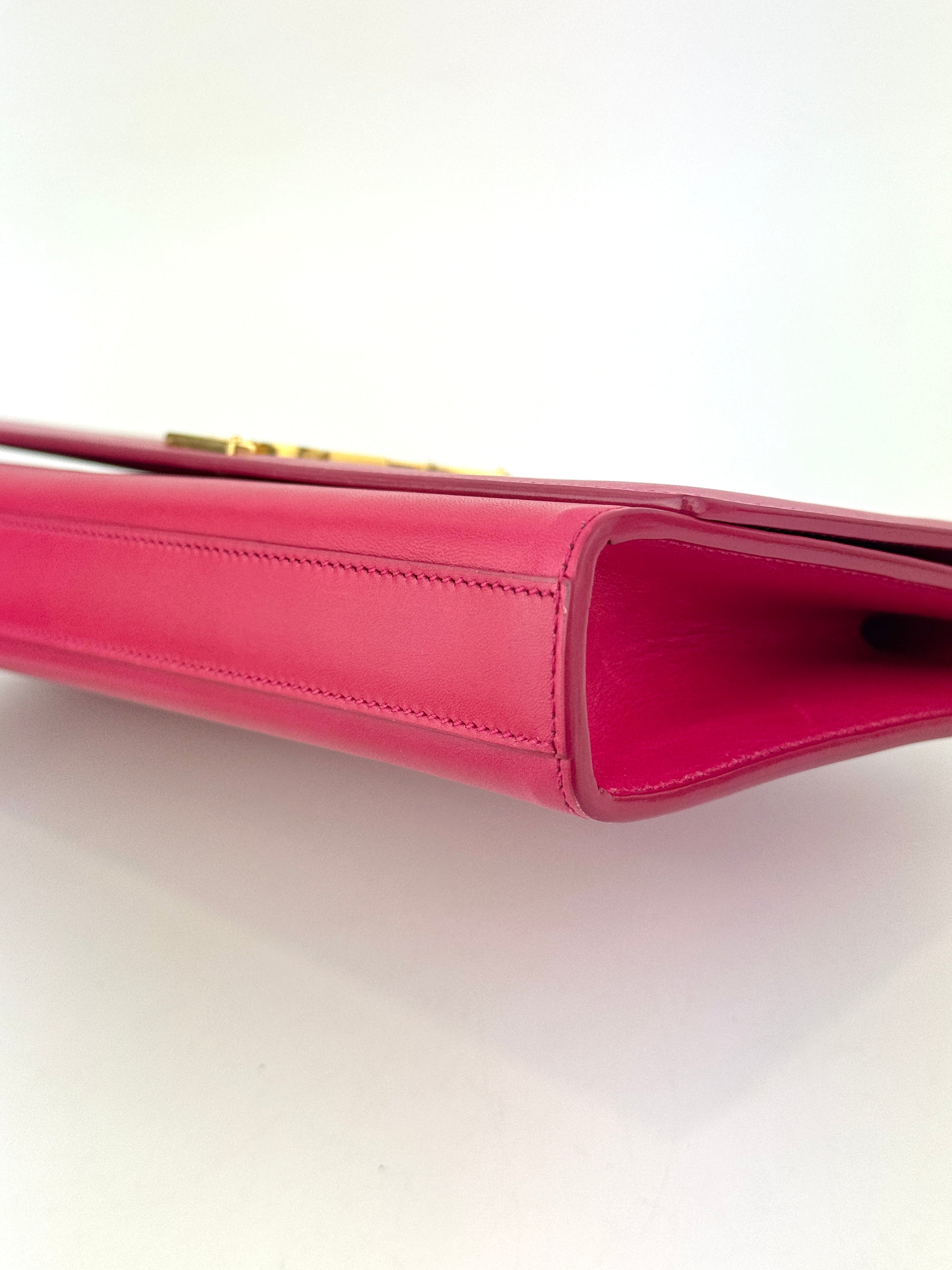 326079 Dark Pink Smooth Calfskin Cassandre Clutch Bag GHW