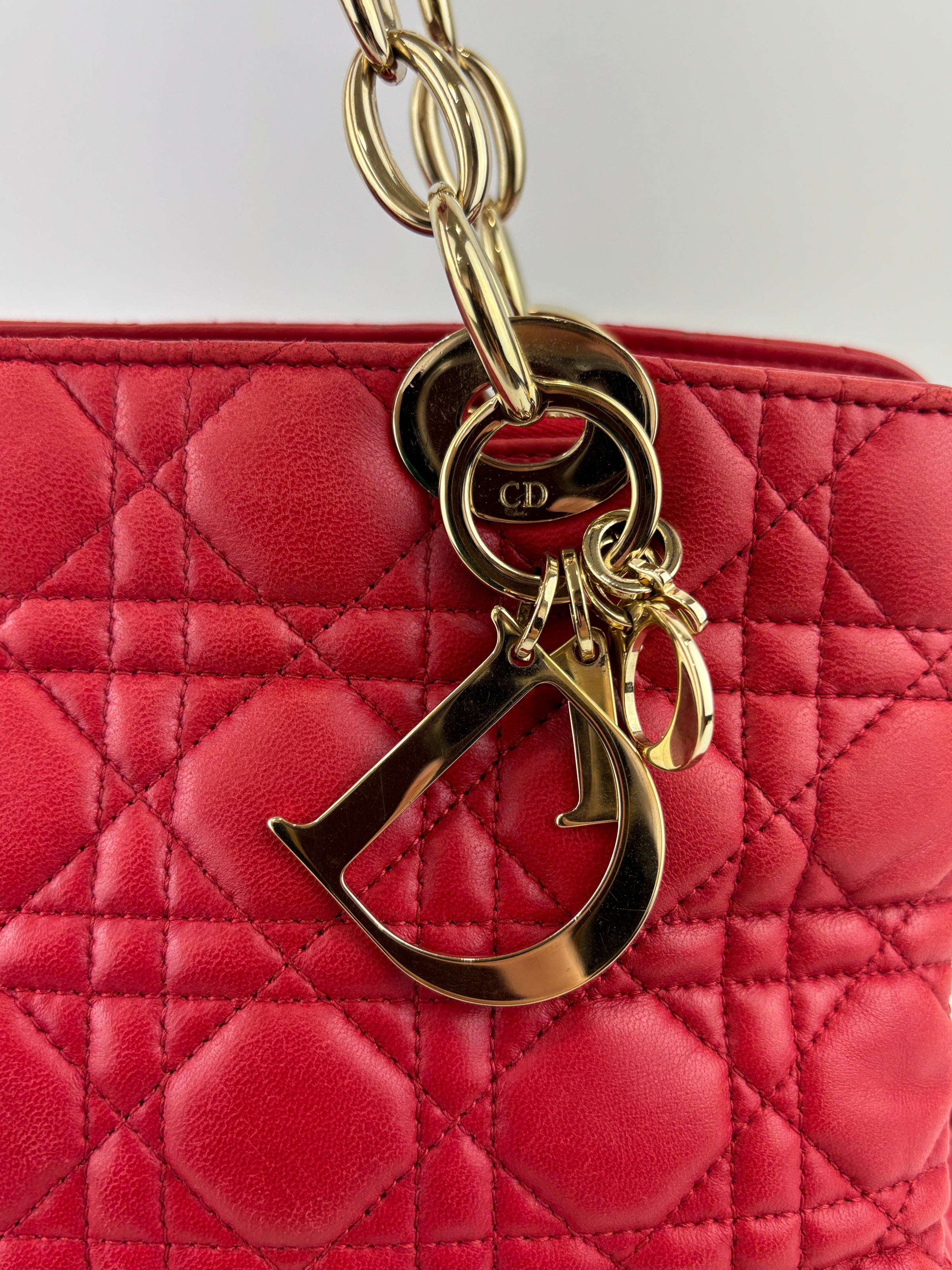 Dior Small Soft Shopping Tote Bag Red GHW