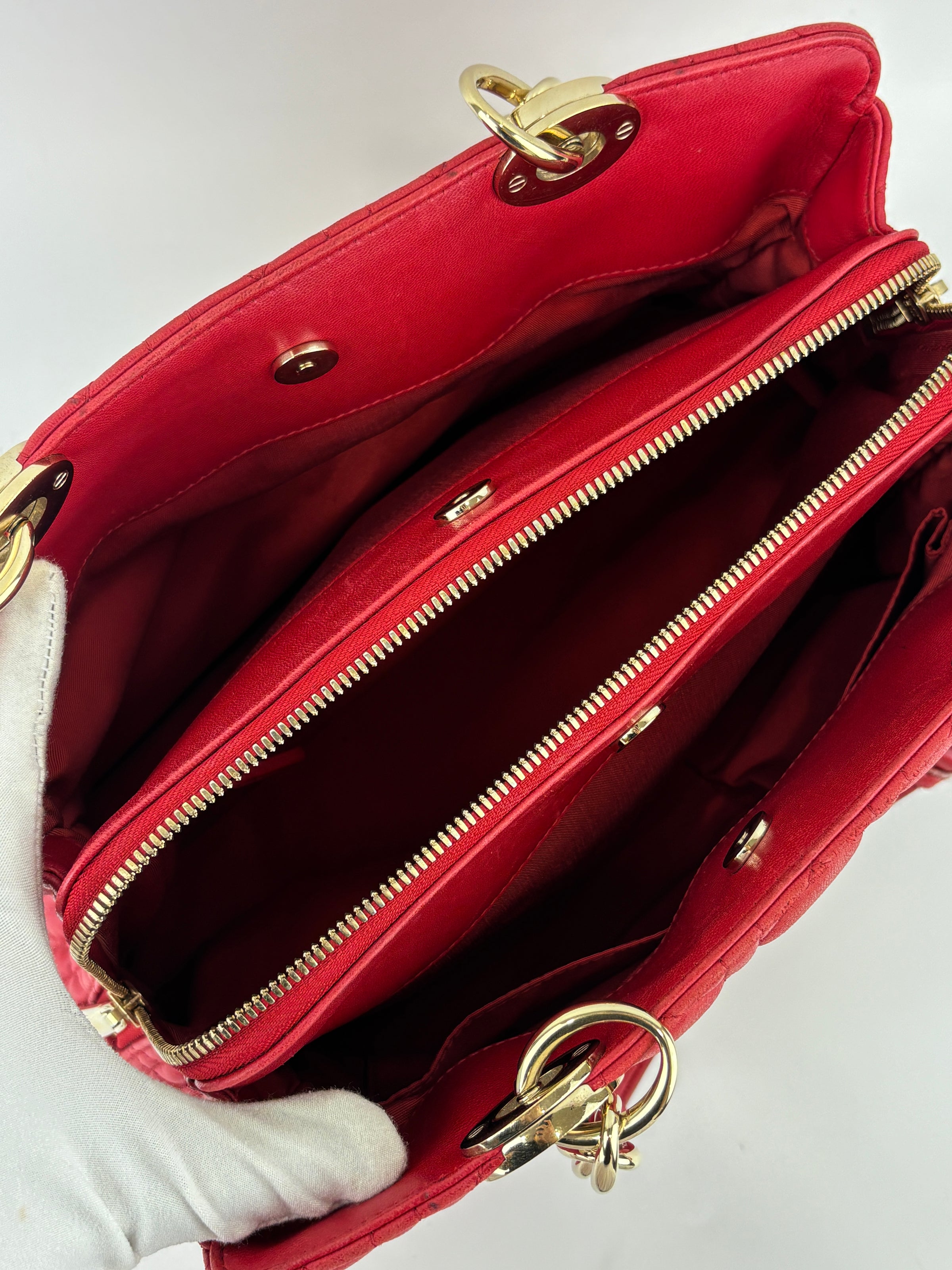 Dior Small Soft Shopping Tote Bag Red GHW