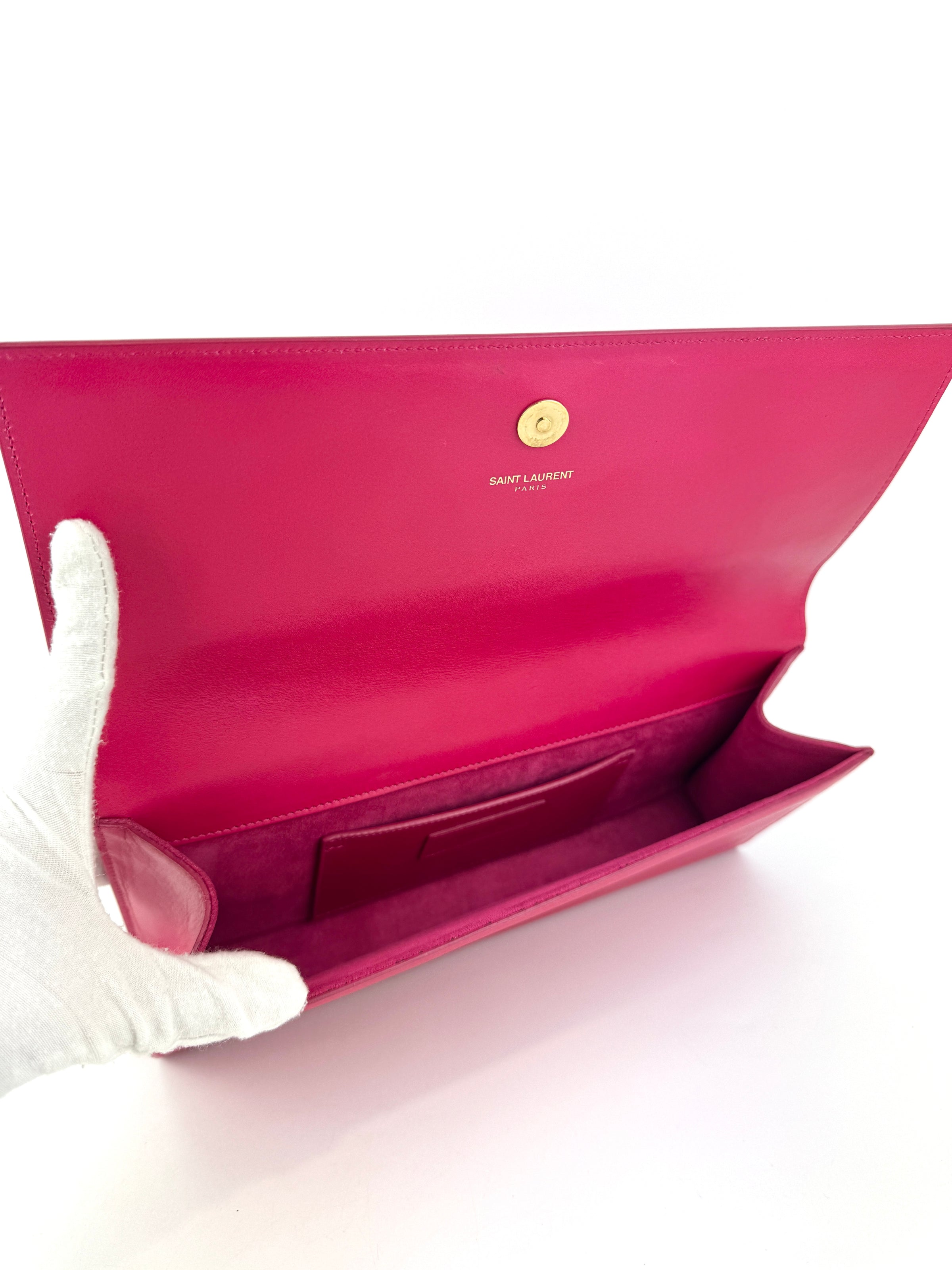 326079 Dark Pink Smooth Calfskin Cassandre Clutch Bag GHW