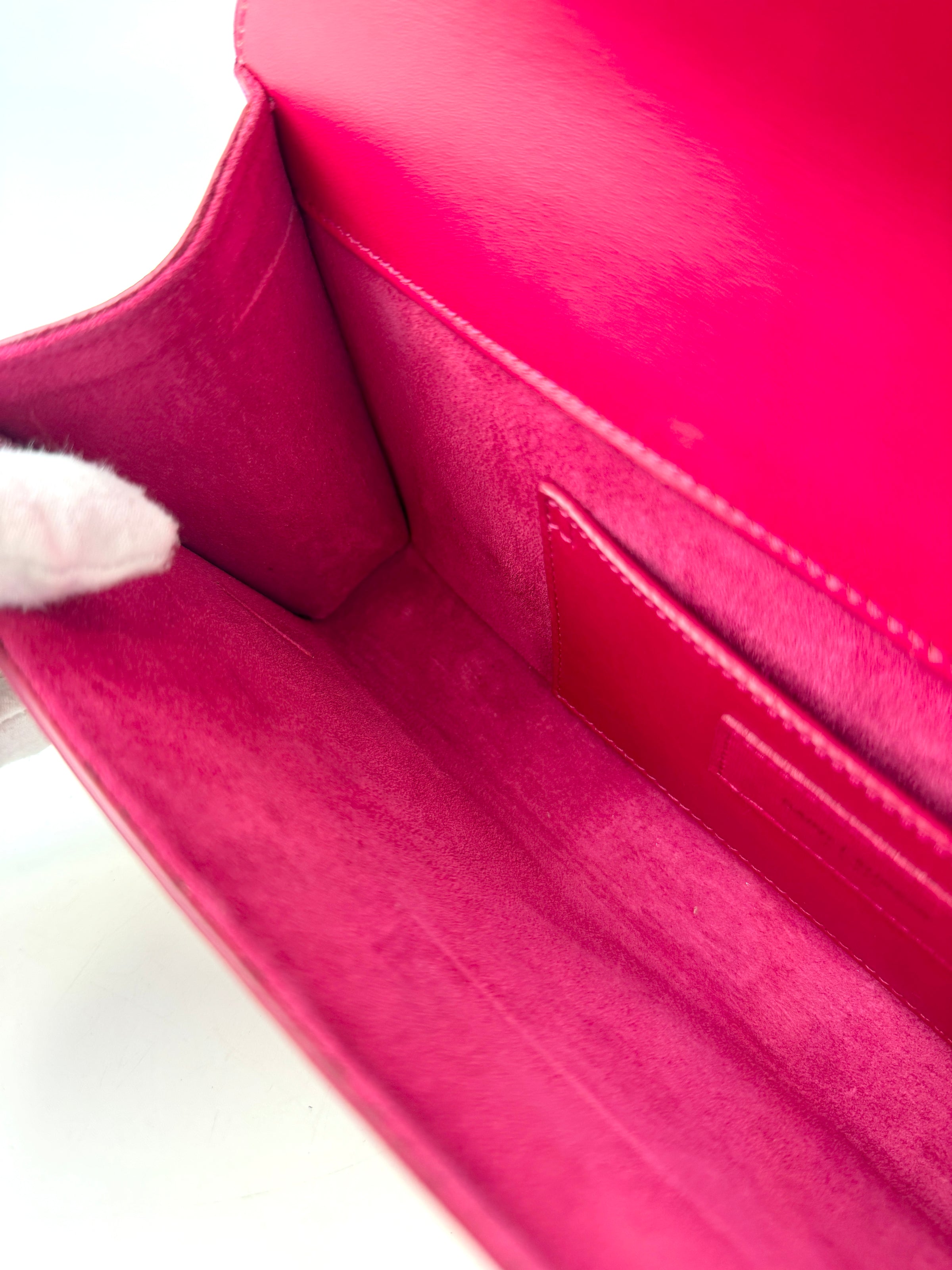 326079 Dark Pink Smooth Calfskin Cassandre Clutch Bag GHW
